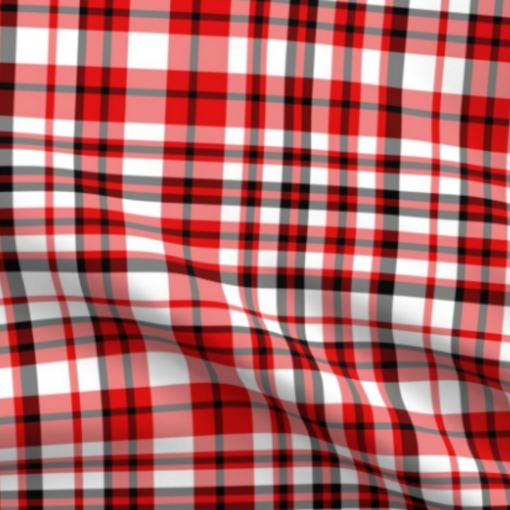 Red, Black And White Plaid Fabric