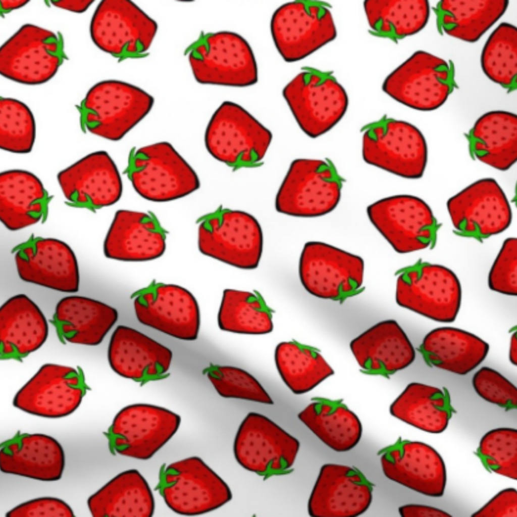 Strawberries and Cream Super Fun Red and Green Fruit Fabric