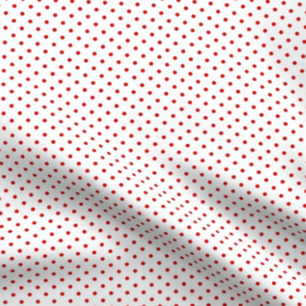 Strawberry Micro Polka Dots on White Fabric