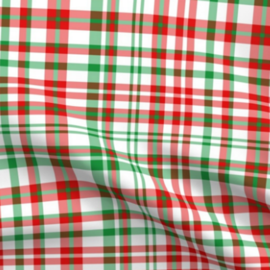 Strawberry Plaid Red, Green, White Plaid Fabric