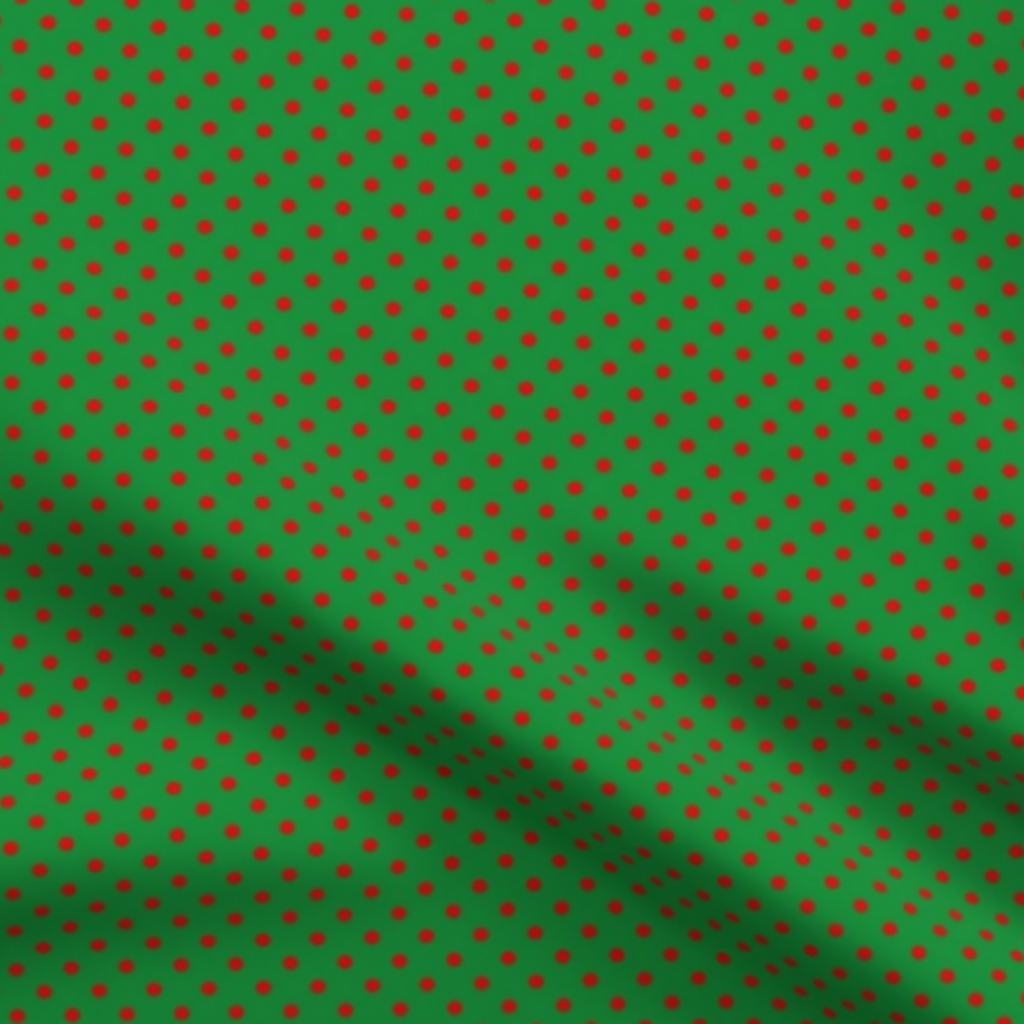 Strawberry Polka Dots Red on Green Fabric