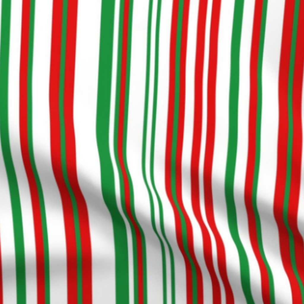 Strawberry Stripes Red, Green, White Stripes Fabric