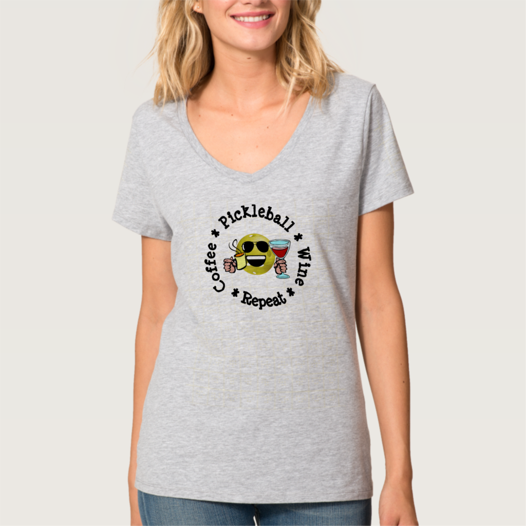 Zazzle Coffee, Pickleball, Wine, Repeat T Shirt (Front) (3)