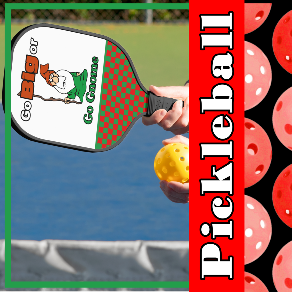 Zazzle Go Big or Go Gnome, Cute, Funny, Risk Taking Pickleball Paddle (Insitu) media