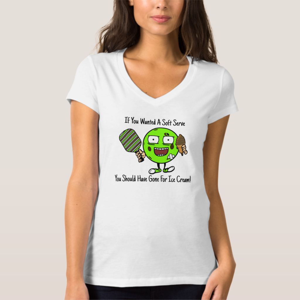 Zazzle Pickleball Player Chocolate Soft Serve Green Funny T Shirt (Front) (1)