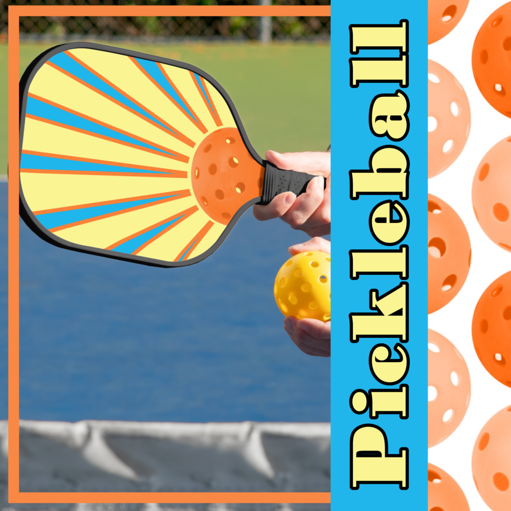 Zazzle Sunshine Orange Pickleball Yellow Sunbeams on Blue Pickleball Paddle (Insitu) media