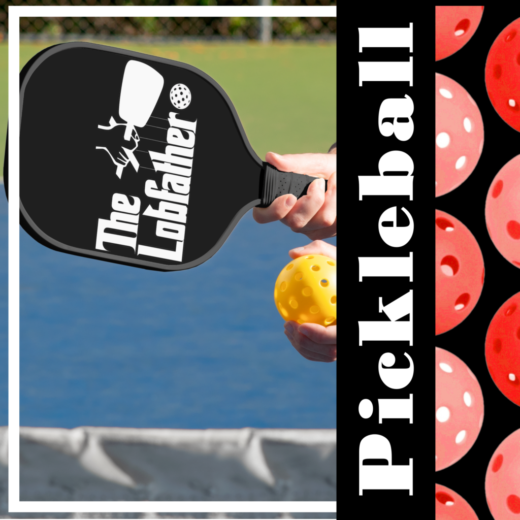 Zazzle The Pickleball Lobfather Movie Black and White Pickleball Paddle (Front) media