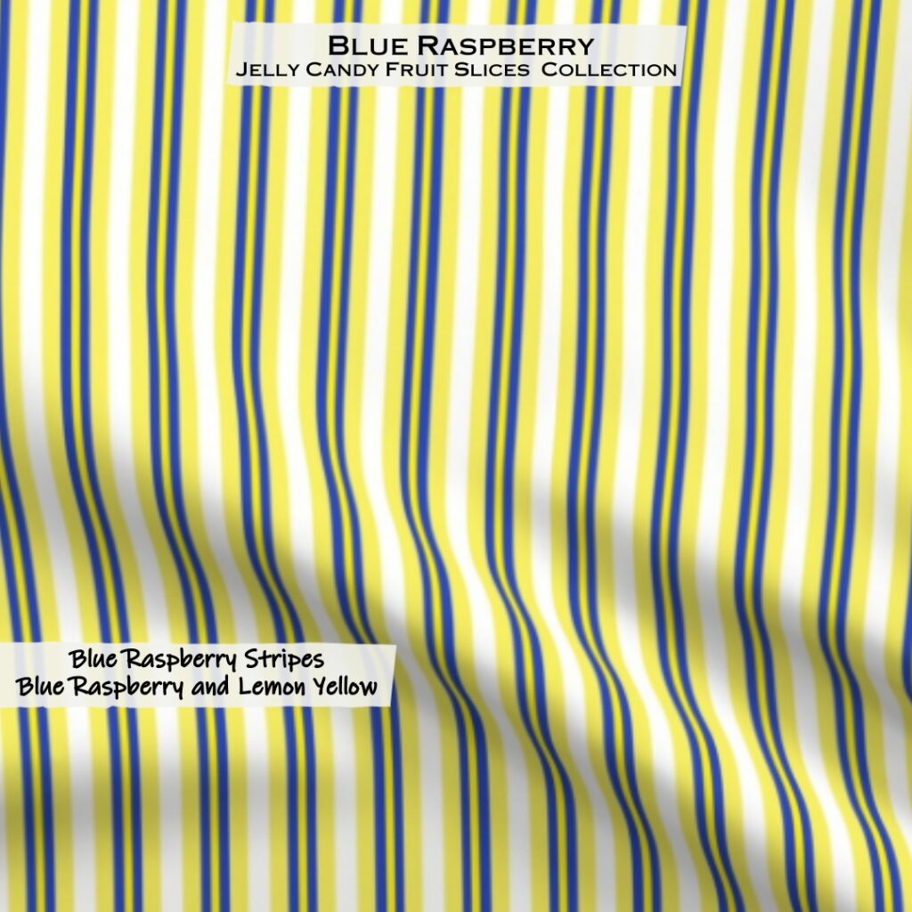 Blue Raspberry Stripes blue on Lemon Yellow