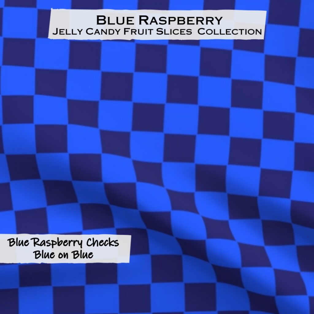 Blue Raspberry and Blue on Blue Checks Checkerboard Pattern Fabric