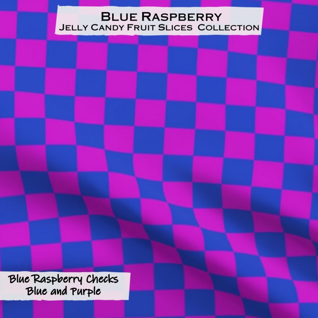 Blue Raspberry and Purple Grape Checks Checkerboard Pattern Fabric