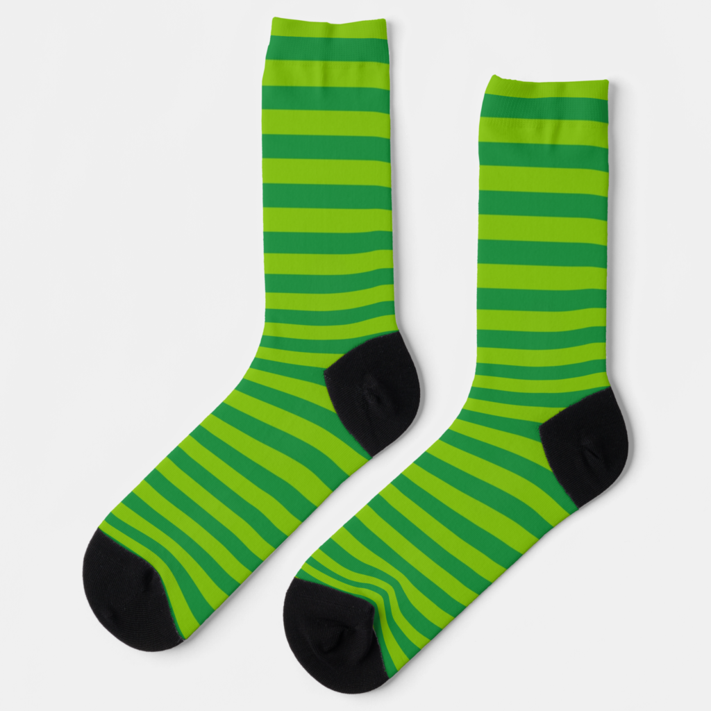 Zazzle Lime Green Shades of Green Striped Socks (Left)