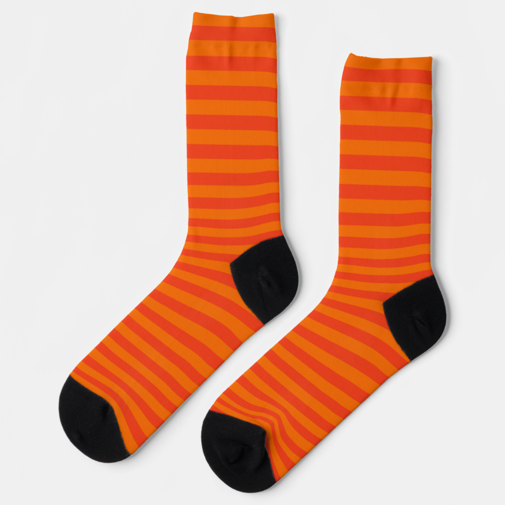 Zazzle Orange Striped Socks (Left)