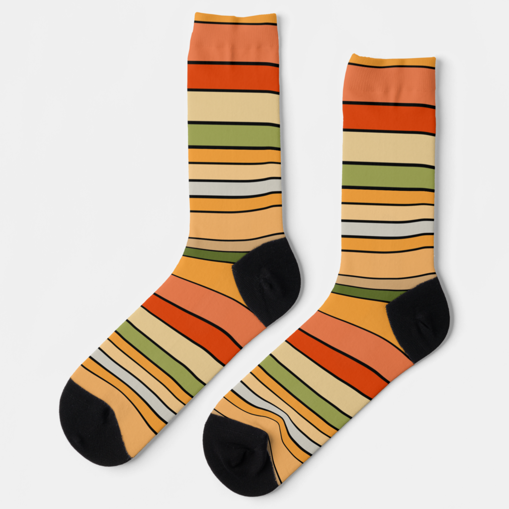 Zazzle Queso Dip Stripes Orange Red White Green Socks (Left)