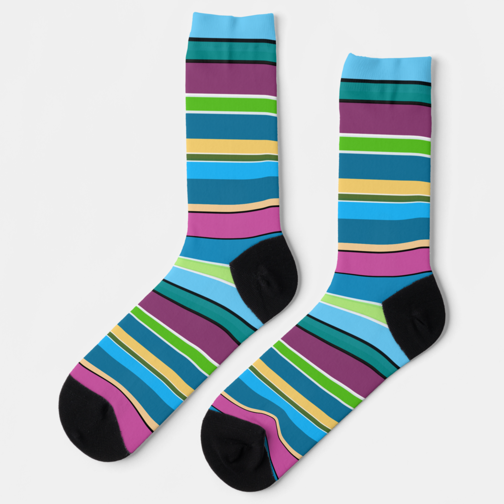 Zazzle Super Fun Summer Stripes Purple Turquoise Socks (Left)